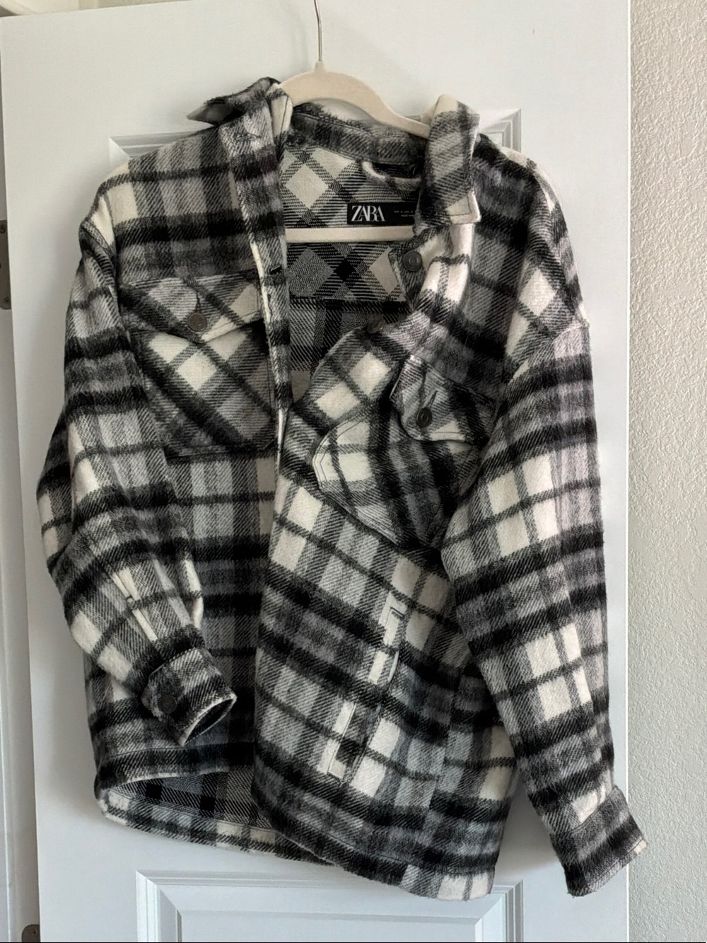 ZARA Black & White Plaid Overshirt